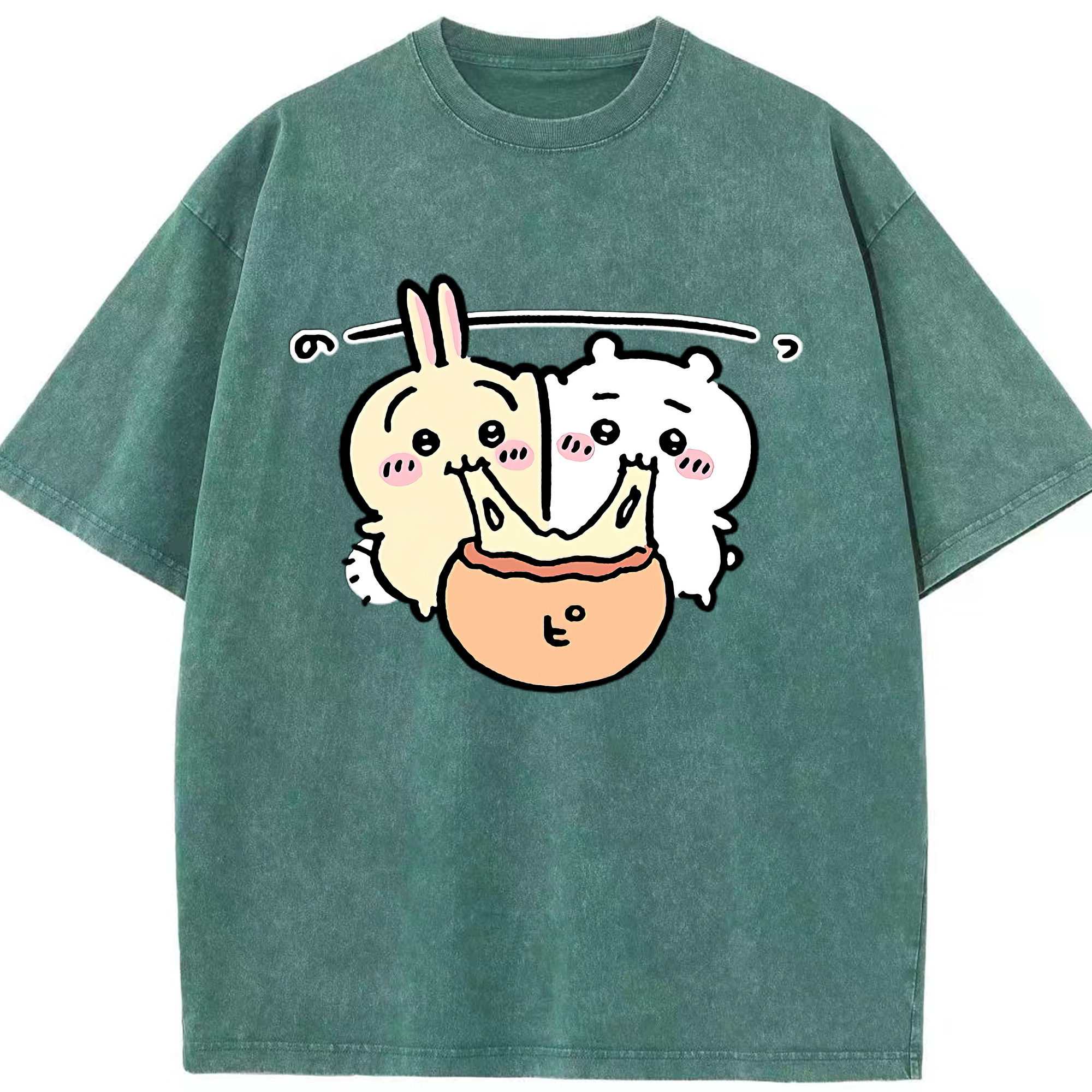 （画像用） ちいかわ うさぎ Chii-kawa usagi 綿100% ヴィンテージ風 半袖Tシャツ（フロントプリント）